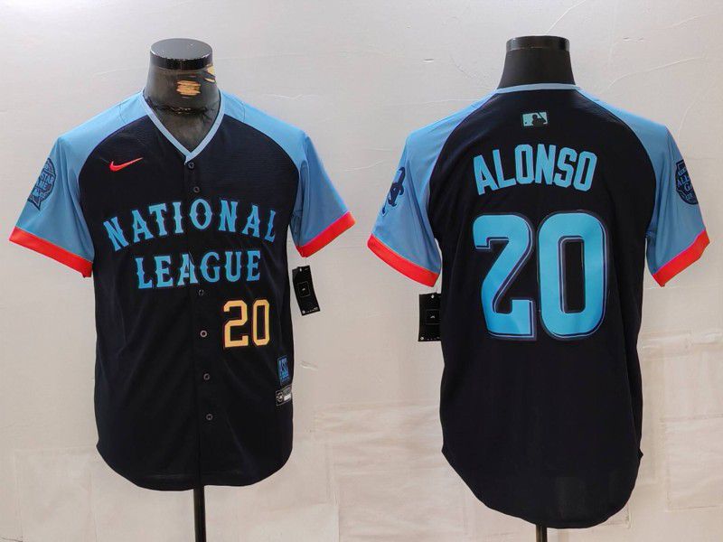 Men New York Mets #20 Alonso Blue All star 2024 Nike MLB Jersey style 3